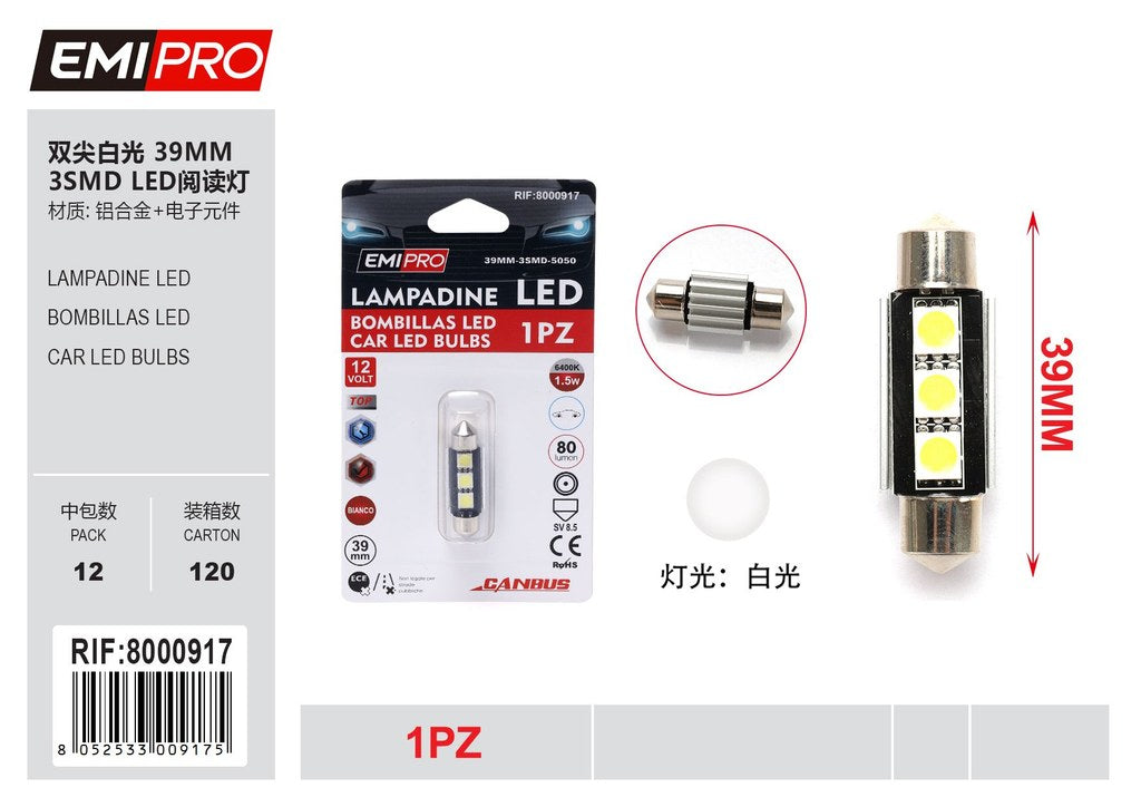 Lampadine Led 1Pcs 39mm Bianca
