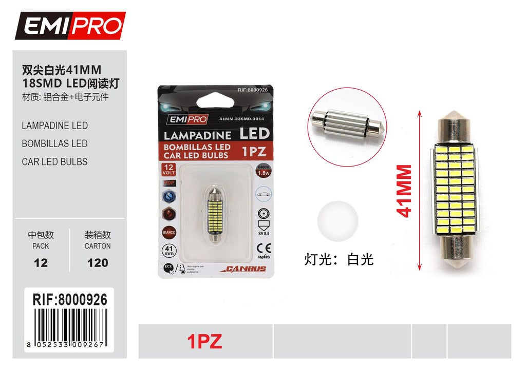 Lampadine Led 1Pcs 41mm Bianca