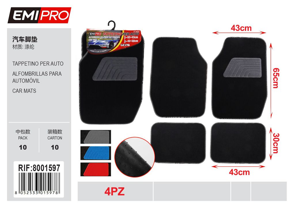 Set 4 Tappetino Per Auto