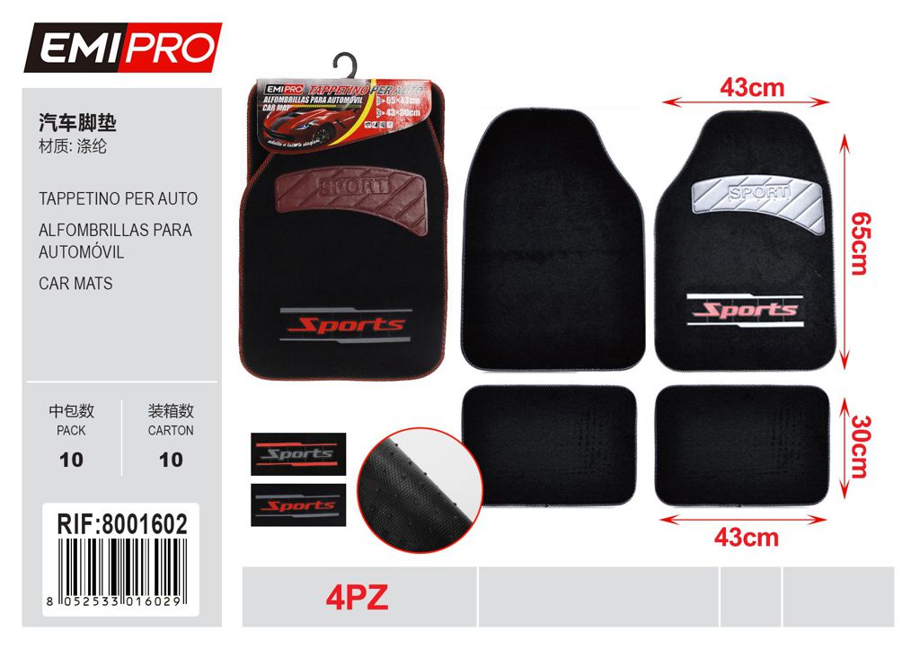 Set 4 Tappetino Per Auto