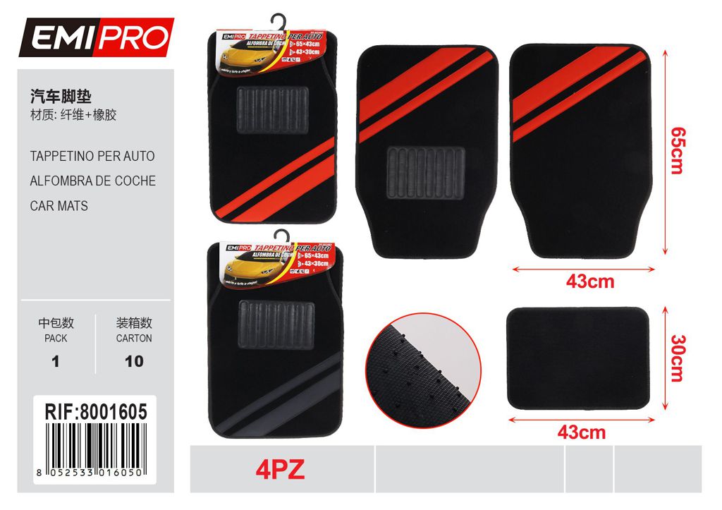 Set 4 Tappetino Per Auto
