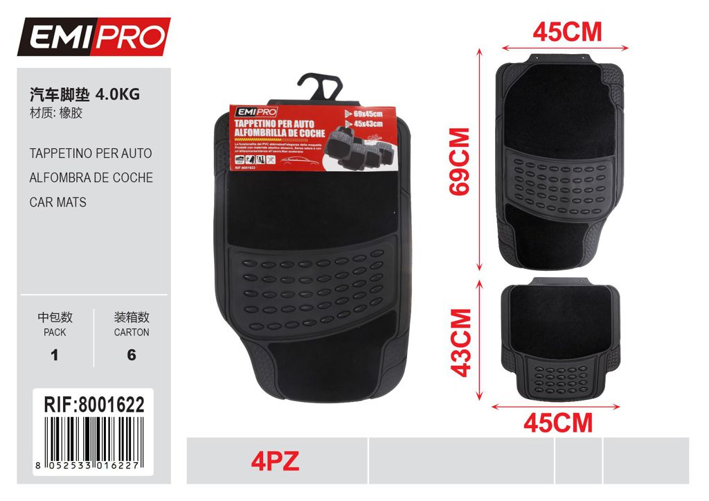 Tappetino Per Auto 4Pcs 4.0kg 69*45cm