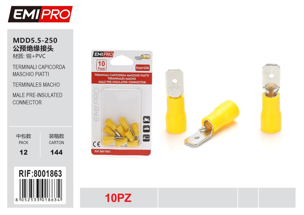 Terminali Capicorda Maschio Piatti 10Pcs