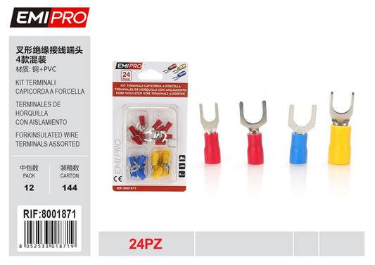 Kit Terminali Capicorda A Forcella 24Pcs
