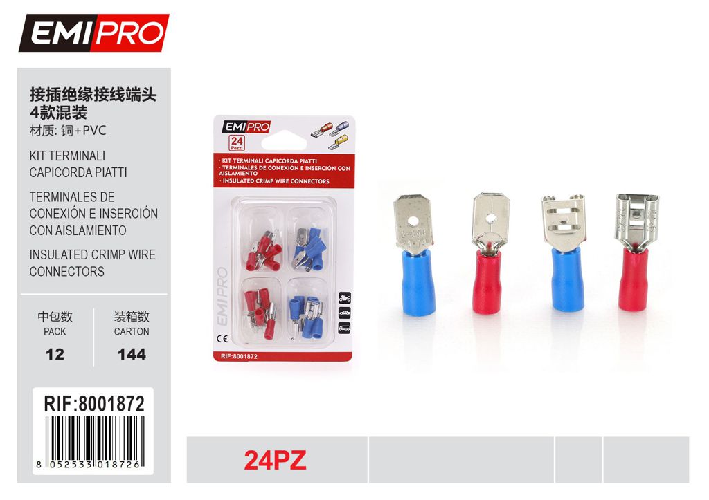 Kit Terminali Capicorda Piatti 24Pcs