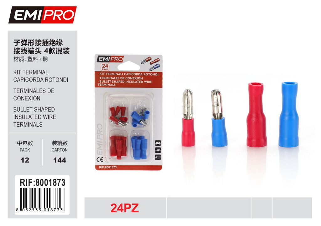 Kit Terminali Capicorda Rotondi 24Pcs