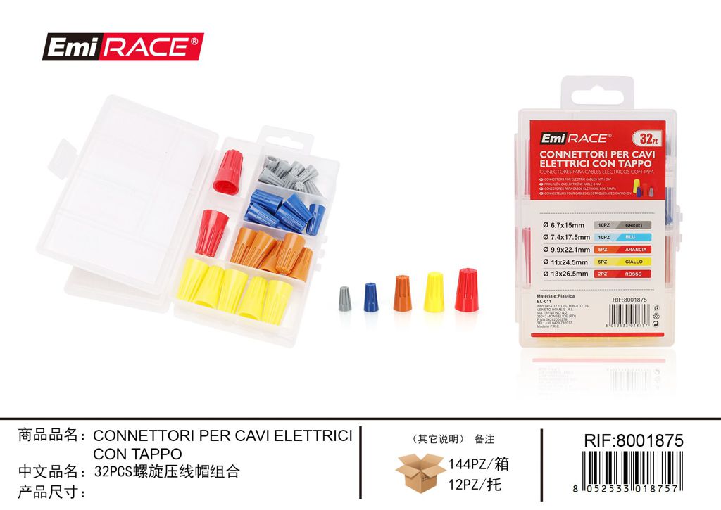 Connettori Per Cavi Elettrici Con Tappo 32Pcs
