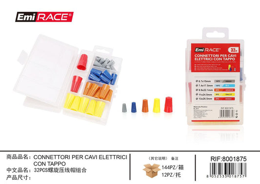 Connettori Per Cavi Elettrici Con Tappo 32Pcs