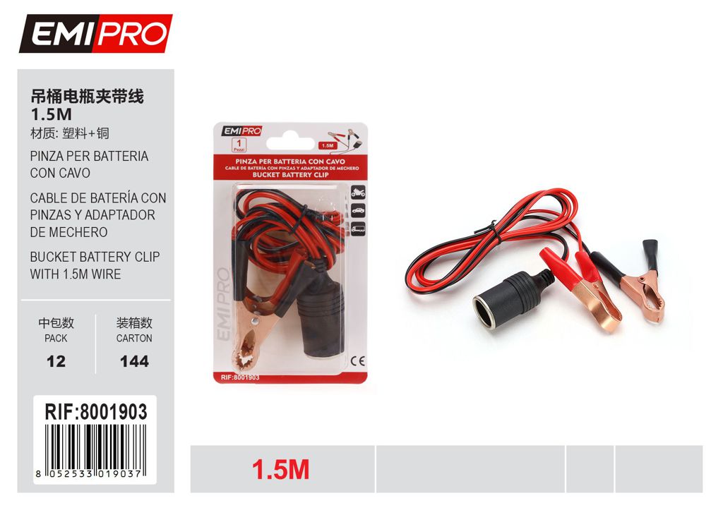 Pinza Per Batteria Con Cavo 1.5M