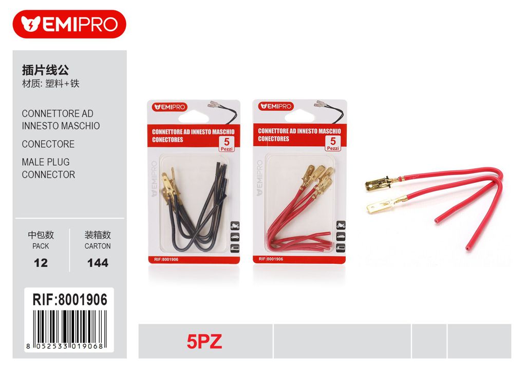 Connettore Ad Innesto Maschio 5Pcs