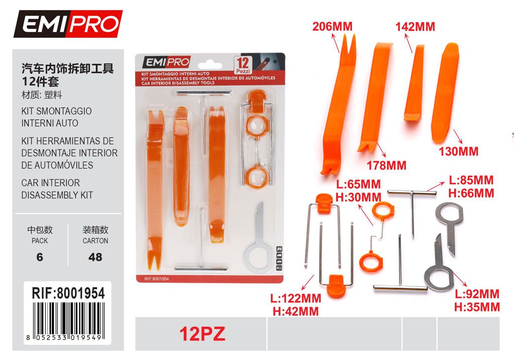 Kit Smontaggio Interni Auto 12Pcs
