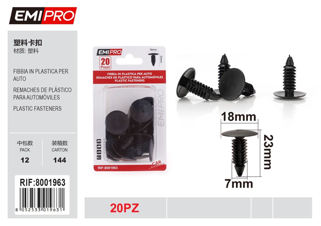 Fibbia In Plastica Per Auto 20Pcs