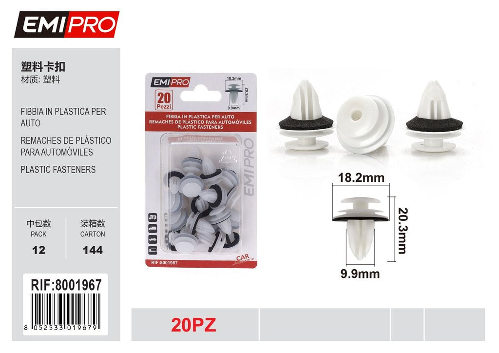 Fibbia In Plastica Per Auto 20Pcs