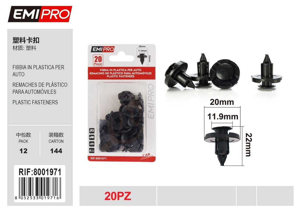 Fibbia In Plastica Per Auto 20Pcs