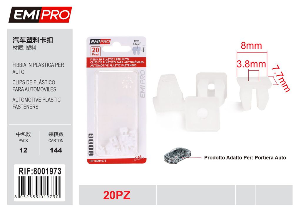 Fibbia In Plastica Per Auto 20Pcs