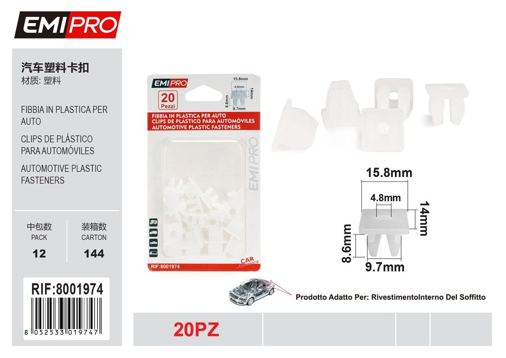 Fibbia In Plastica Per Auto 20Pcs
