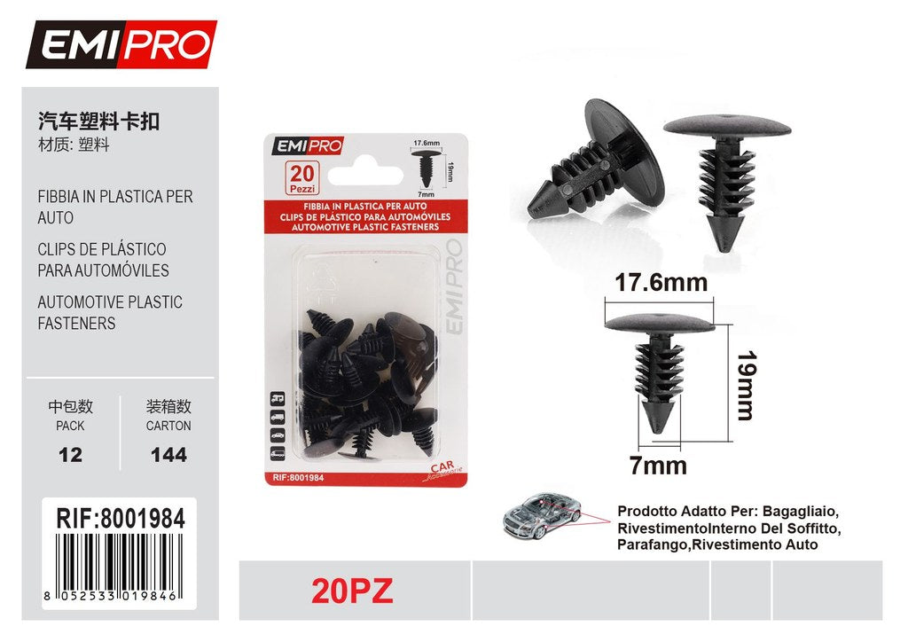 Fibbia In Plastica Per Auto 20Pcs