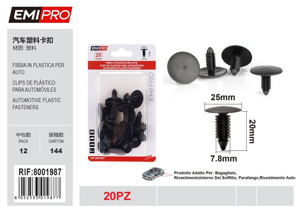 Fibbia In Plastica Per Auto 20Pcs