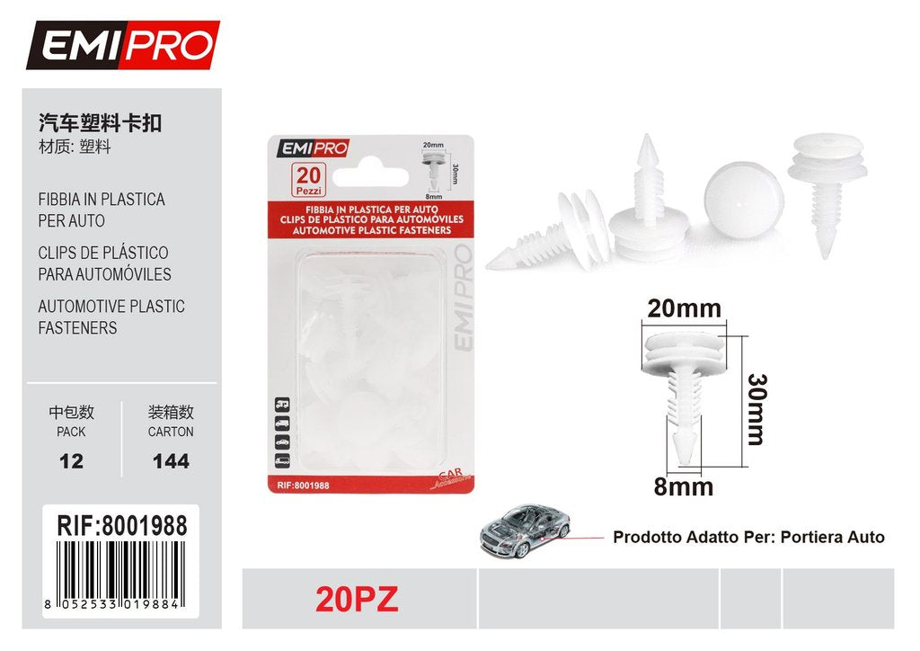 Fibbia In Plastica Per Auto 20Pcs