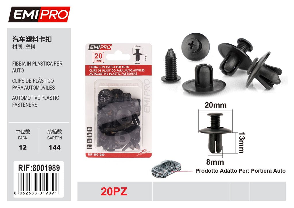 Fibbia In Plastica Per Auto 20Pcs