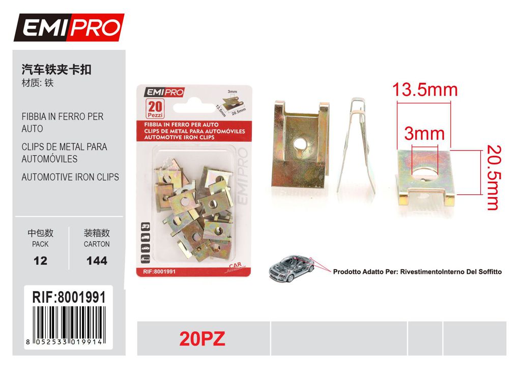 Fibbia In Ferro Per Auto 20Pcs