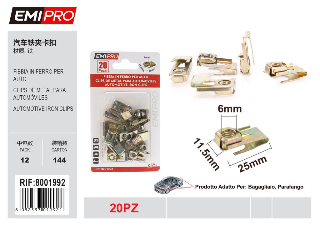 Fibbia In Ferro Per Auto 20Pcs