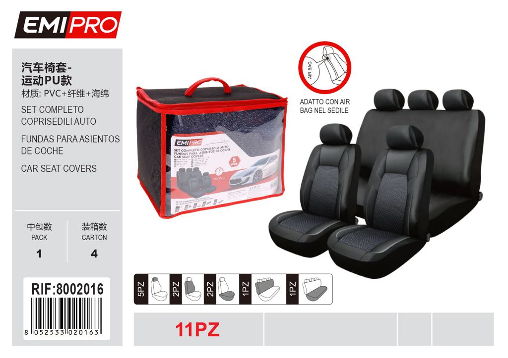 Set Completo Coprisedili Auto 11Pcs
