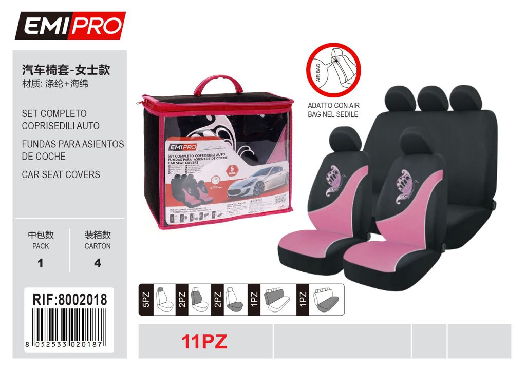 Set Completo Coprisedili Auto 11Pcs