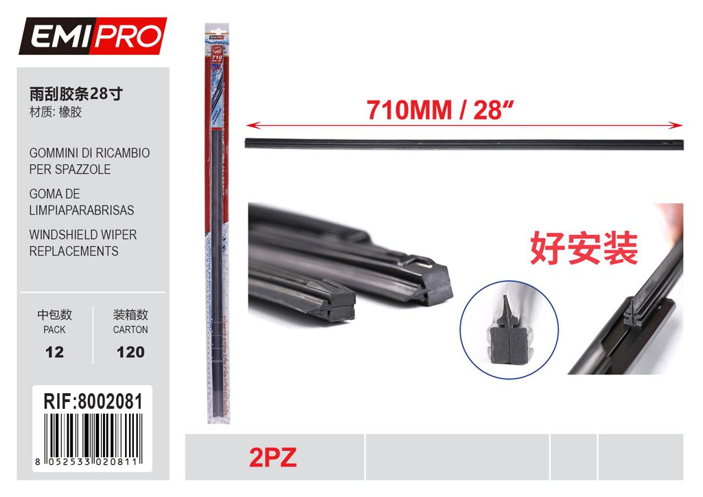 Gommini Di Ricambio Per Spazzole 2Pz 71cm