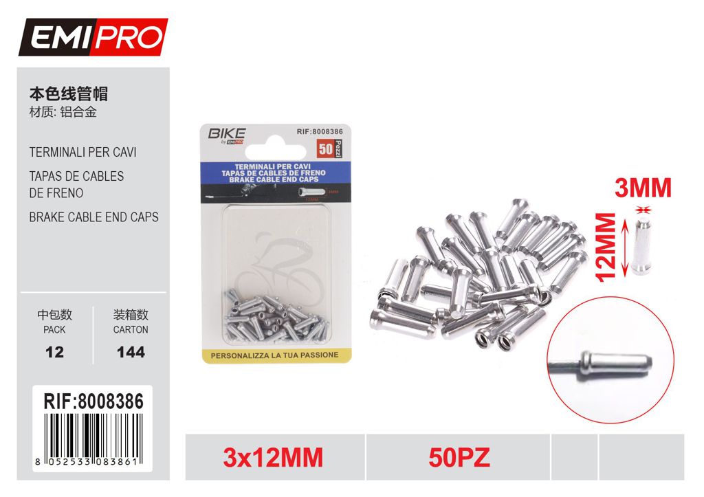 Terminali Per Cavi 3*12mm 50Pz