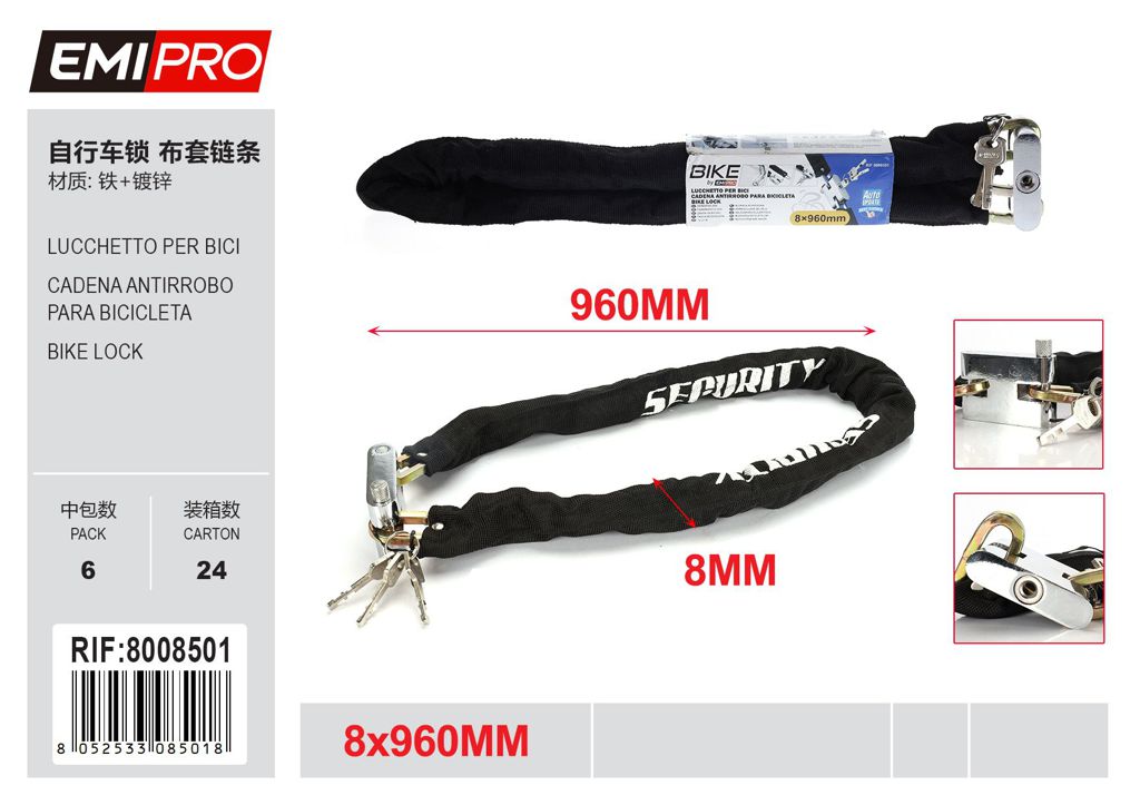 Lucchetto Per Bici 8.0*960mm