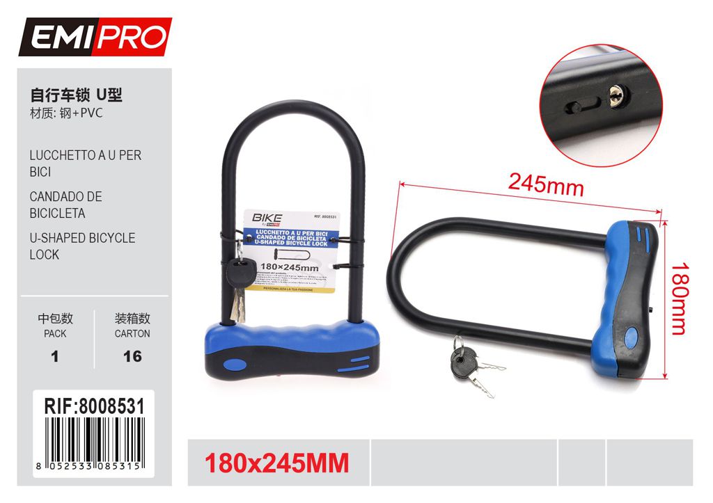 Lucchetto A U Per Bici 180*245mm