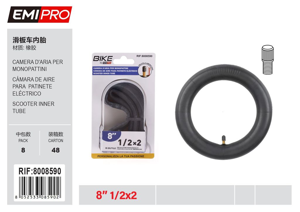 Camera D'Aria Per Monopattini Ebike 8 1/2X2 60G 33mm