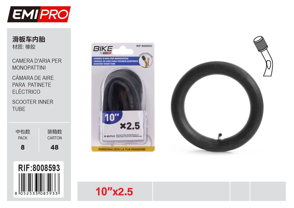 Camera D'Aria Per Monopattini Ebike 10*2.5 120G 60mm