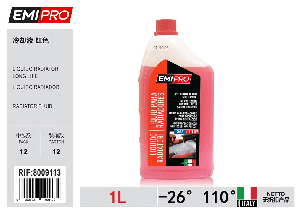 Liquido Radiatori Long Life 1L -26° 110° Colore Rosso