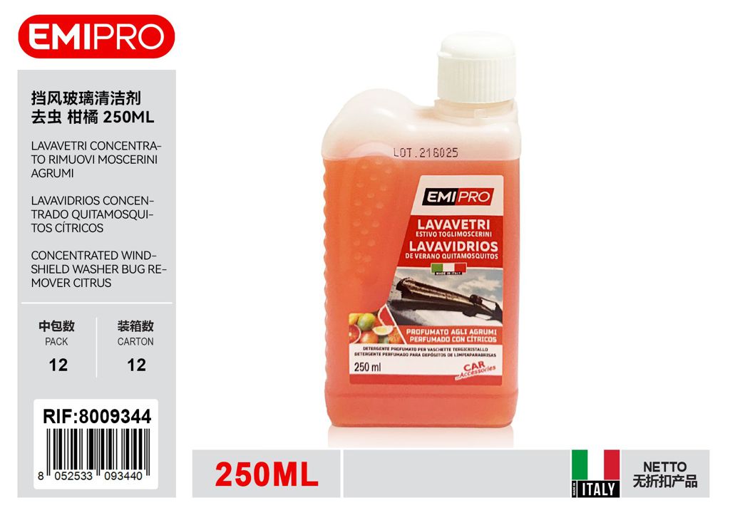 Lavavetri Concentrato Rimuovi Moscerini 250ml Agrumi