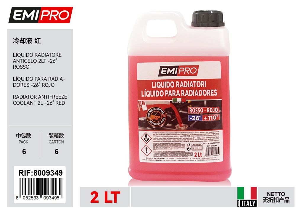Liquido Radiatore Antigelo 2lt -26 Rosso