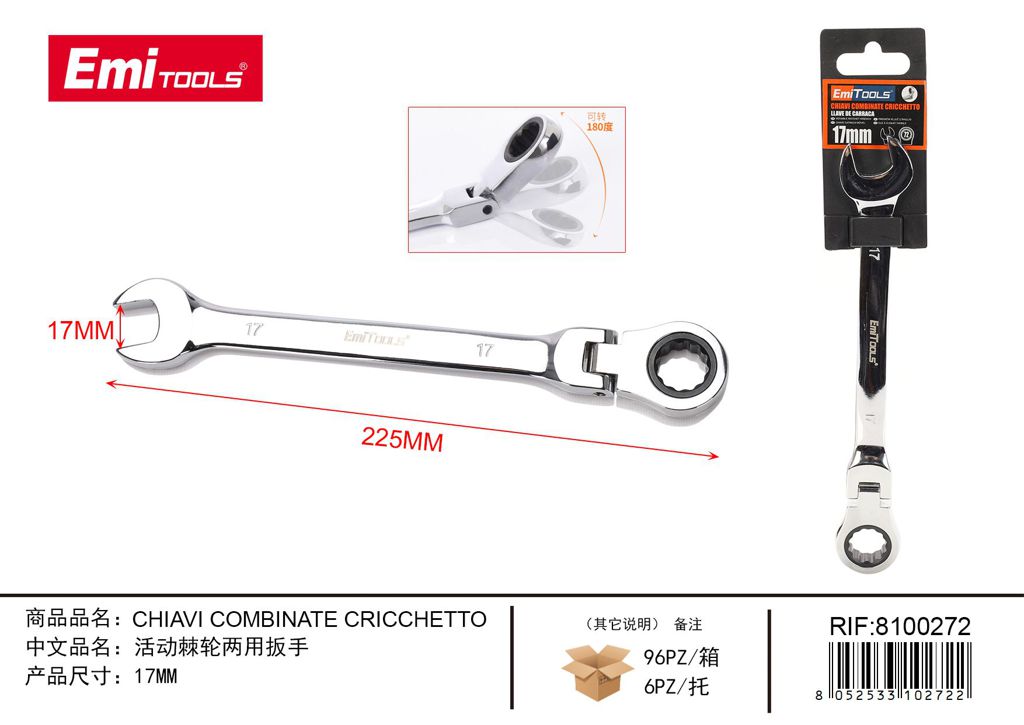 Chiave Combinata A Cricchetto 17mm