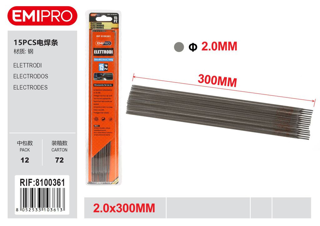 Elettrodi 15Pcs 2.0*300mm