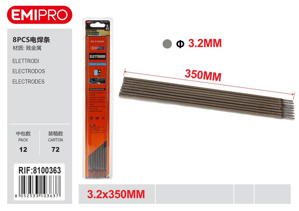 Elettrodi 8Pcs 3.2*350mm