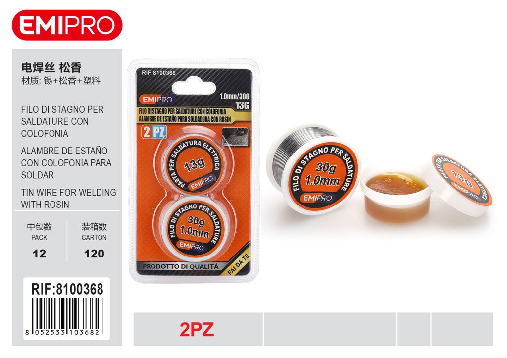 Filo Di Stagno Per Saldature Con Colofonia 30G 1.0mm 13G 2Pcs