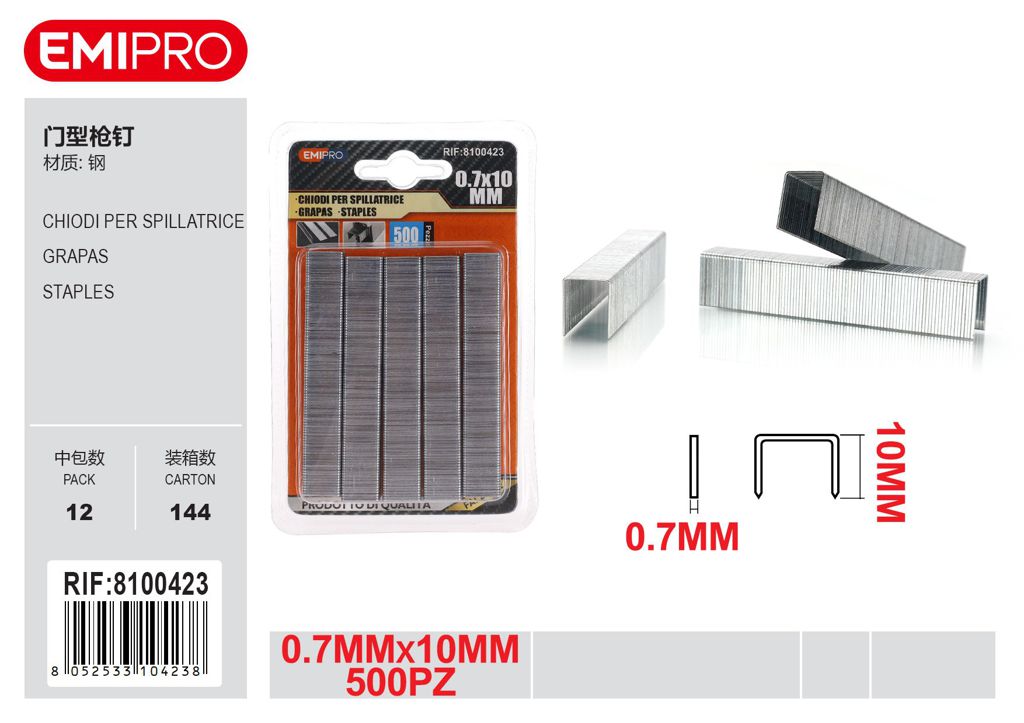 Chiodi Per Spillatrice 10mm 500Pz