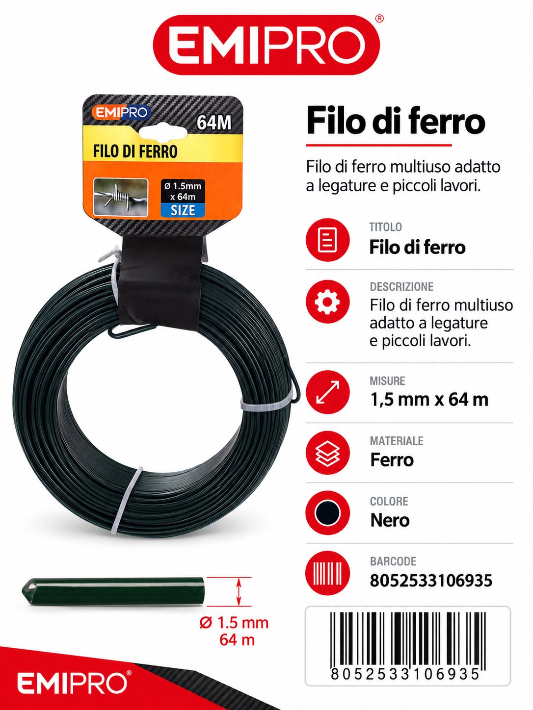 FILO DI FERRO 1.5MM*64M