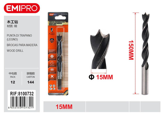 Punta Di Trapano Legno 15mm 1Pcs