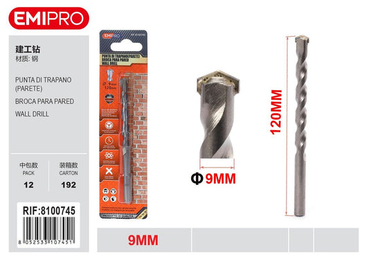 Punta Di Trapano Parete 9mm 1Pcs