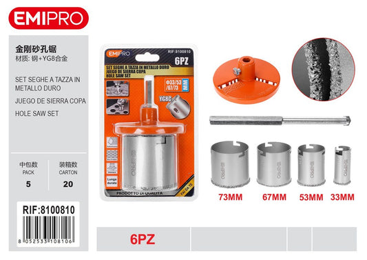 Set Seghe A Tazza In Metallo Duro 6Pcs