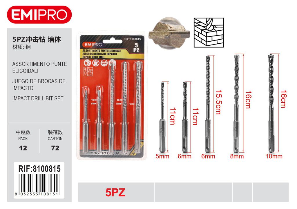 Assortimento Punte Elicoidali 5Pz