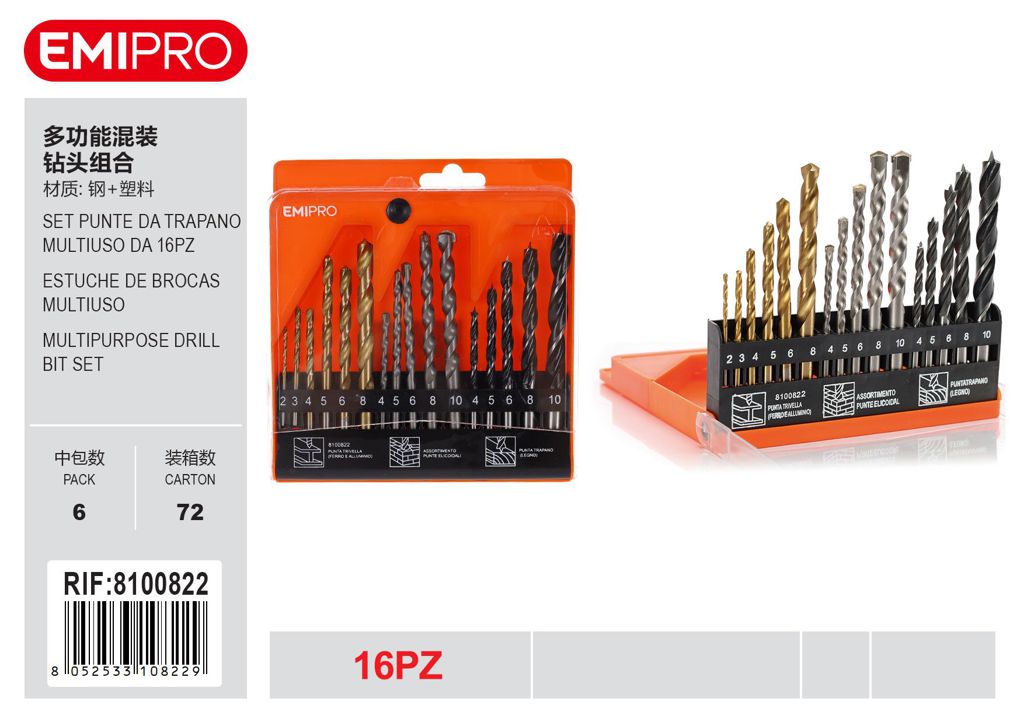 Set Punte Da Trapano Multiuso Da 16Pz