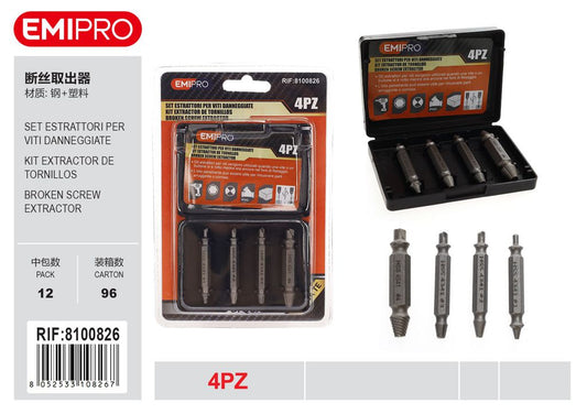 Set estrattori per viti danneggiate 4Pz