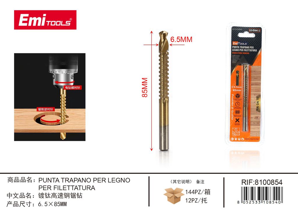 Punta Trapano Per Legno 6.5*85mm